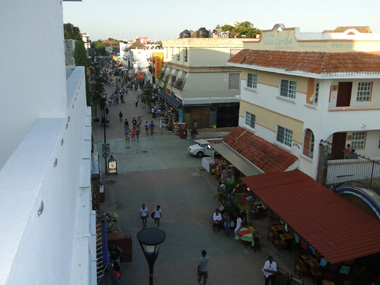 Playa del Carmen's 5th Avenue from our balcony