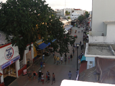 Playa del Carmen's 5th Avenue from our balcony