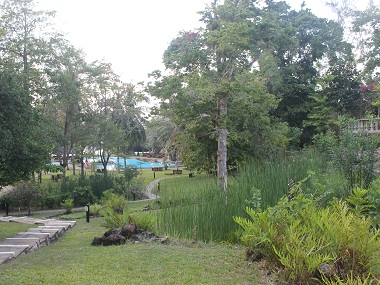 Going down to swimming pool area of Papillion Lagoon Reef