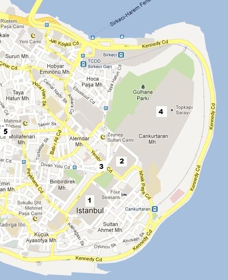 Mapa de la zona turística de Estambul
